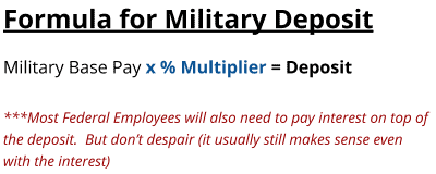 Formula for Military Buyback towards Federal Retirement